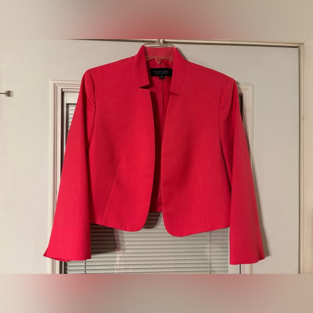 Evan Picone Bright Pink Cropped Open-Front Blazer